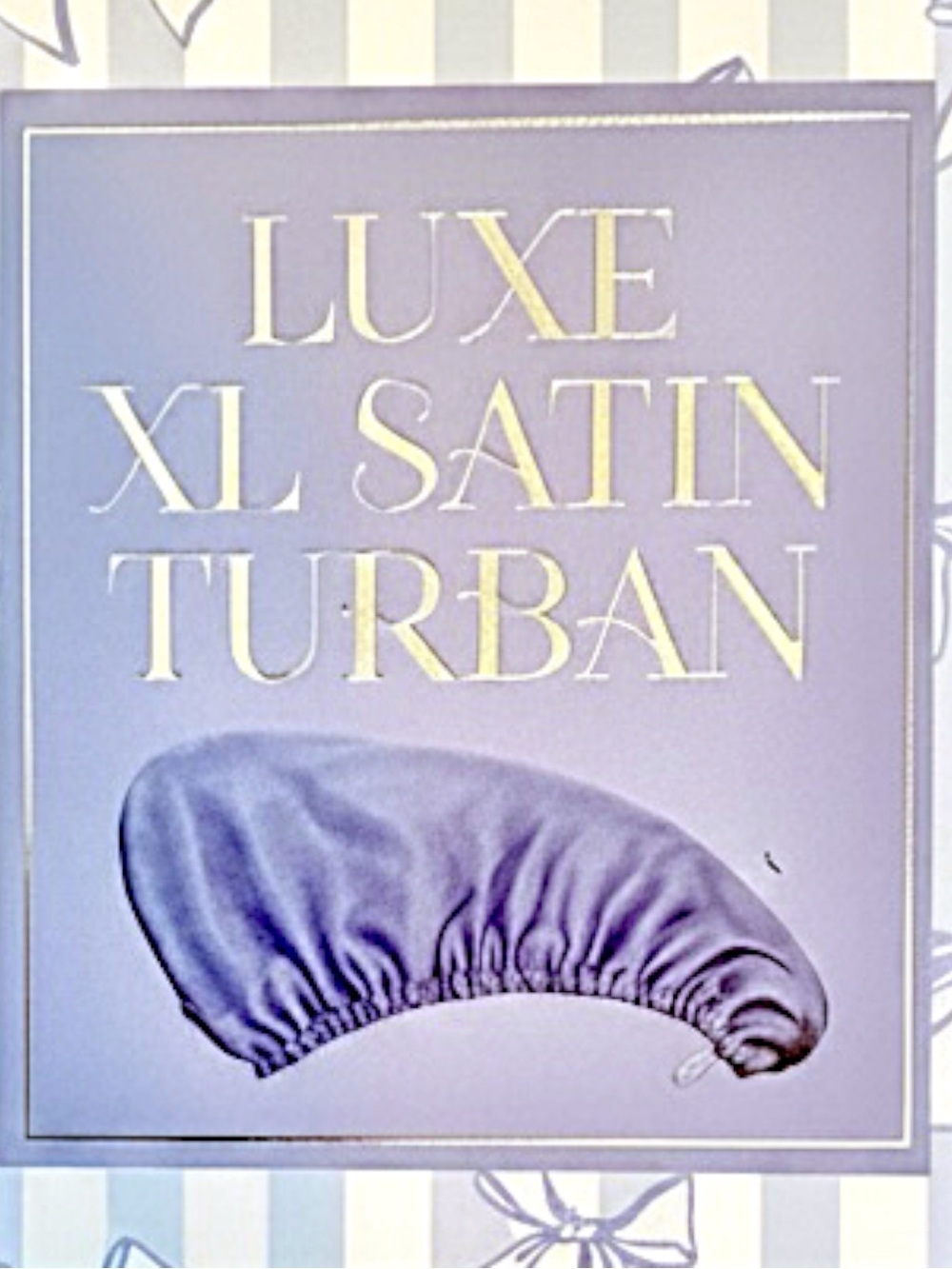 LUXE XL Satin Adjustable Turban in Lavender and Cream - Picture 4 of 4